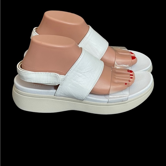 Vionic Karleen Wedge Sandals - Leather ivory white size 9 - Picture 3 of 12